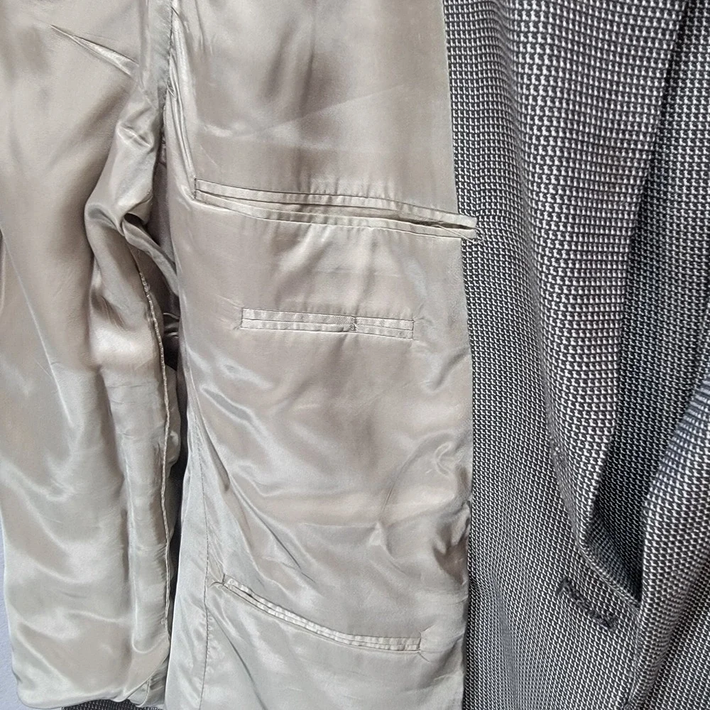 Kenneth Cole Houndstooth Wool Sport Coat Jacket Men 44R Brown Business USA Union
